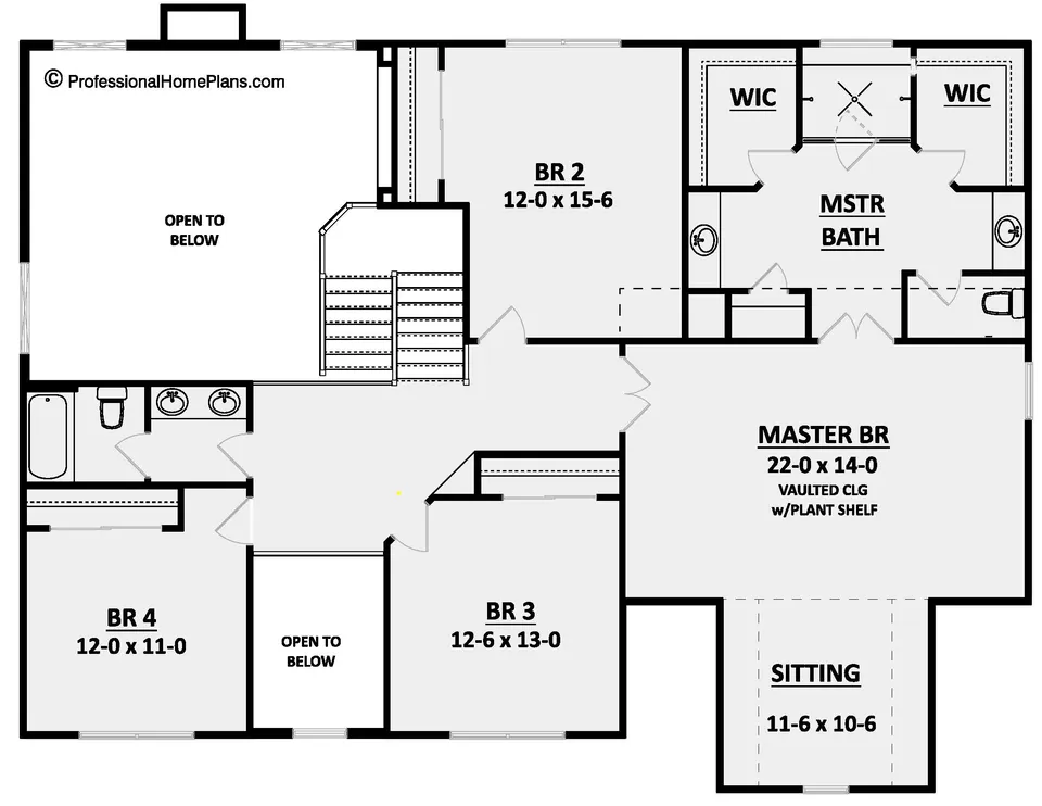 The Hanover second level floor plan